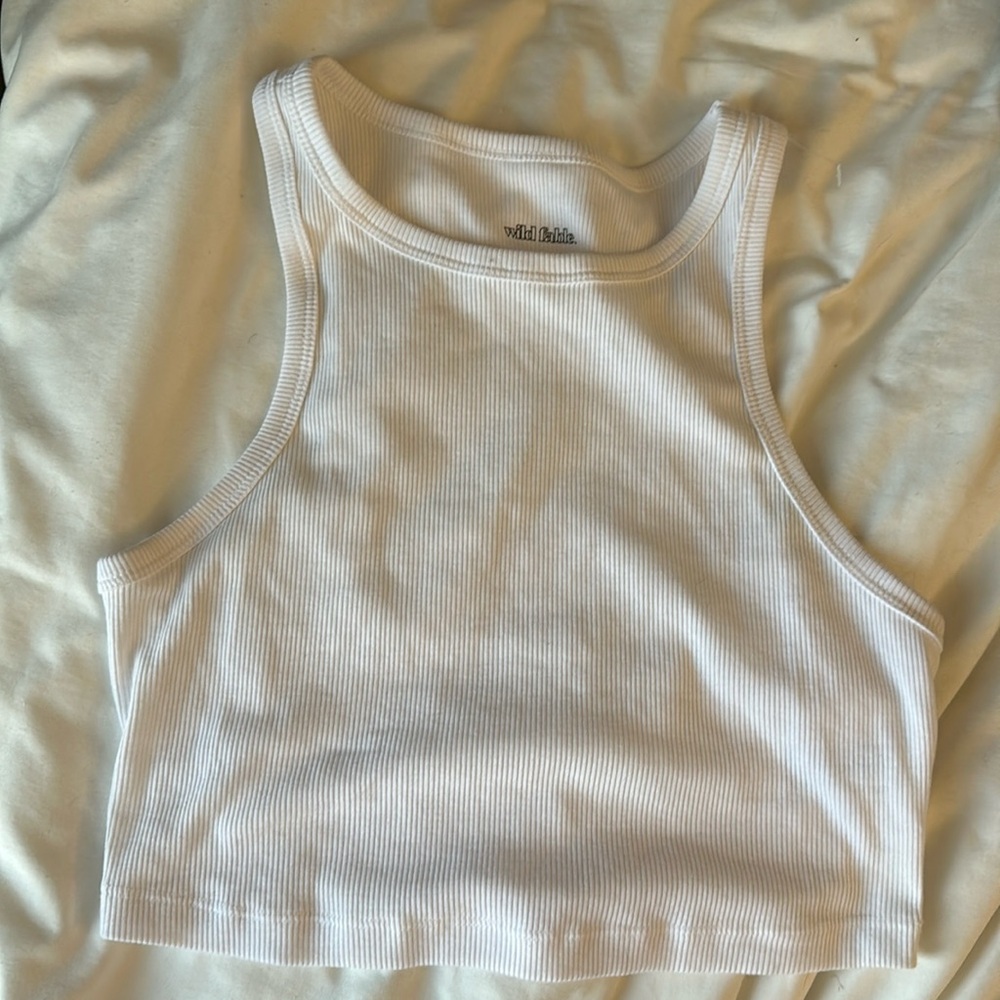 Cropped white tank top